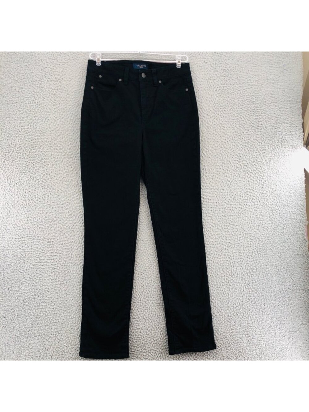 Talbots Jeans Womens 6 Petite Black Denim Cotton Stretch Skinny Mid Rise Pockets